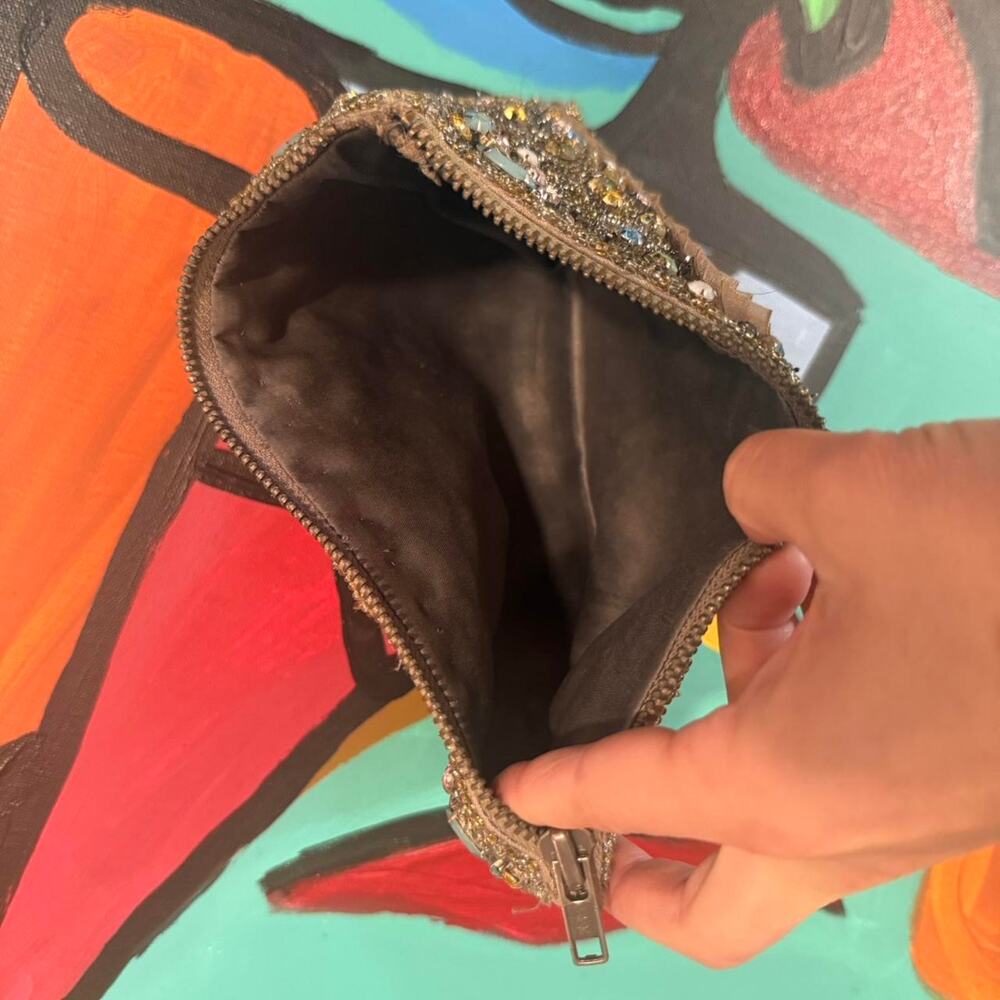 Anthropologie Heavy Beaded Zipper Bag Clutch Girly Coquette Hoco Special - Picture 6 of 6